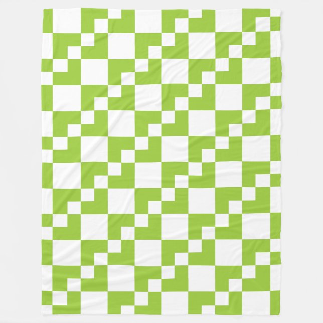 Patchwork Domino - Martian Green und White Fleecedecke (Vorderseite)