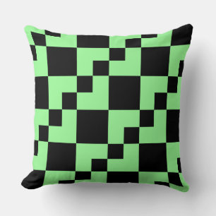 Patchwork Domino - Minze Grün und Schwarz Kissen