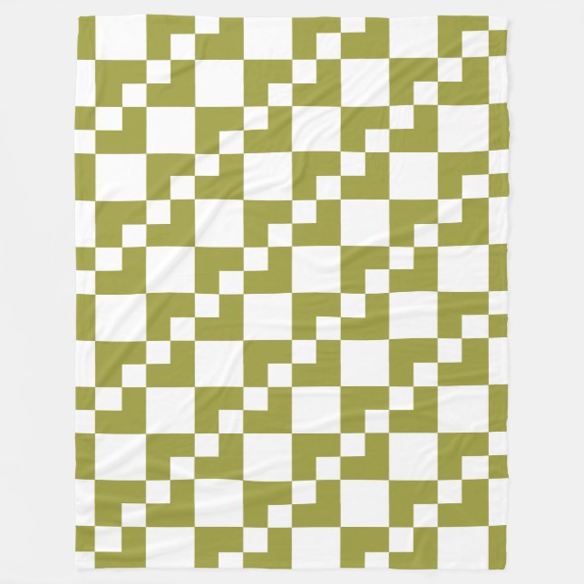 Patchwork Domino - Olive and White Fleecedecke (Vorderseite)