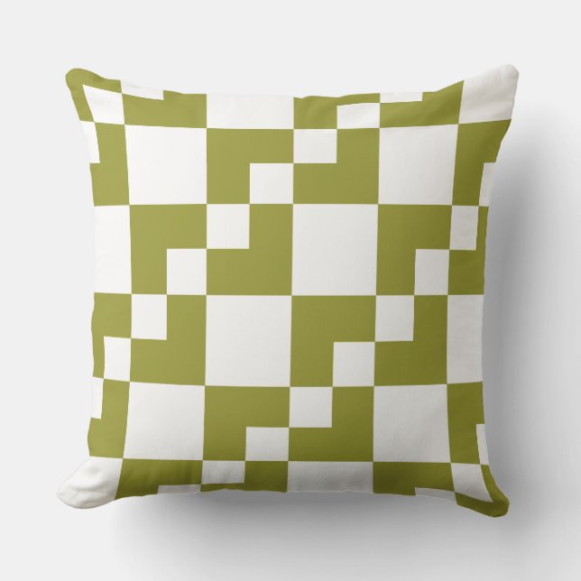 Patchwork Domino - Olive and White Kissen (Vorderseite)
