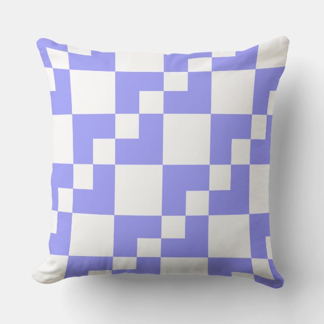 Patchwork Domino - Pastel Blau und Weiß Kissen (Vorderseite)