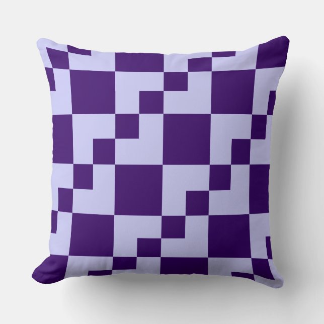 Patchwork Domino - Pulver Blau und Tief Lila Kissen (Vorderseite)