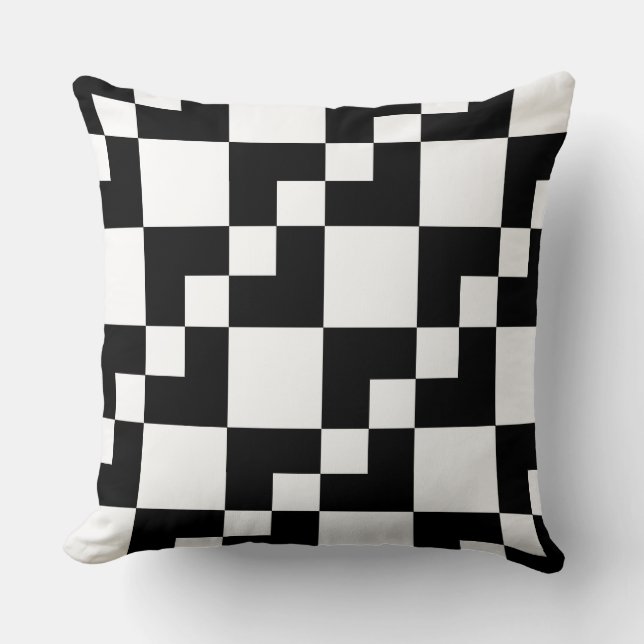Patchwork Domino - Schwarzweiß Kissen (Vorderseite)