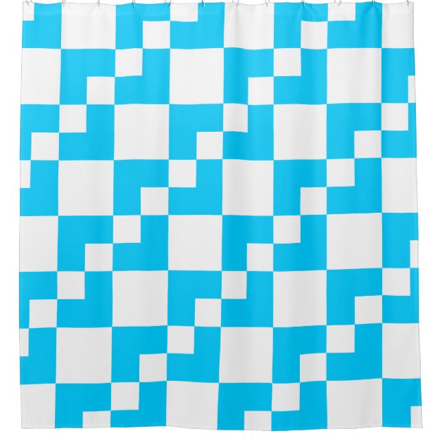 Patchwork Domino - Sky Blue und White Duschvorhang (Vorderseite)