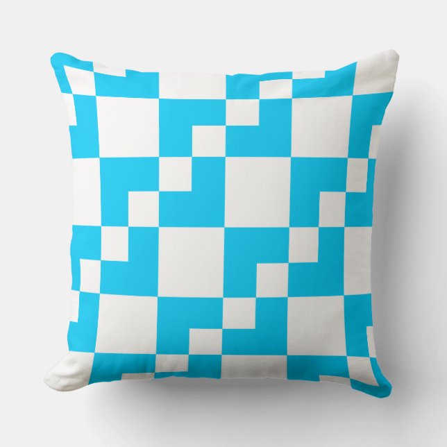 Patchwork Domino - Sky Blue und White Kissen (Vorderseite)
