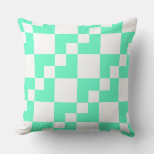 Patchwork Domino - Türkis mit Weiß Kissen