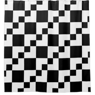 Patchwork Domino - Weiß und Schwarz Duschvorhang