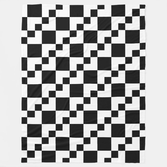 Patchwork Domino - Weiß und Schwarz Fleecedecke (Vorderseite)