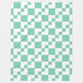 Patchwork Domino - White and Bale Green 7dcfb6 Fleecedecke