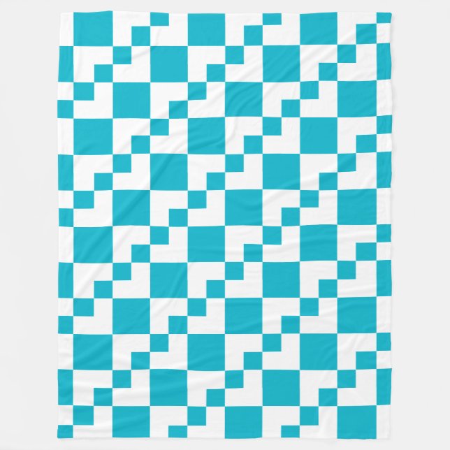 Patchwork Domino - White und Aqua Blue Fleecedecke (Vorderseite)
