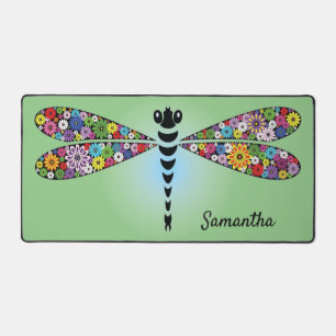 Patchwork Dragonfly Damselfly Design Desk Mat