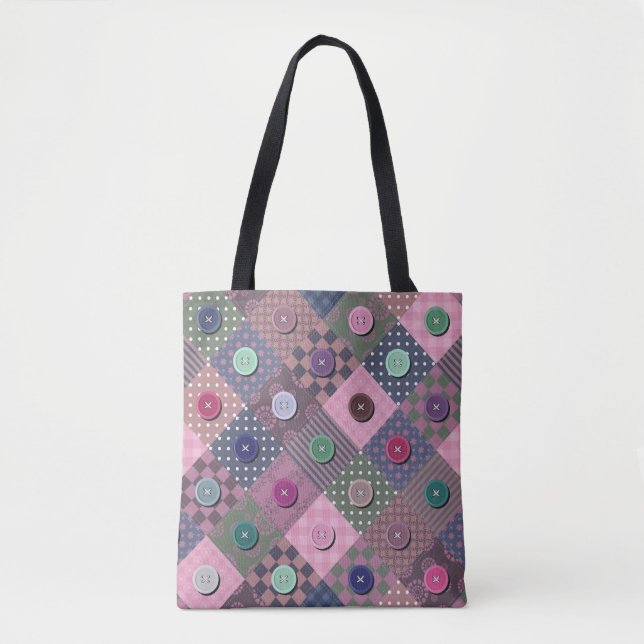 Patchwork Einzigartiges mehrfarbiges Button-Muster Tasche (Vorderseite)