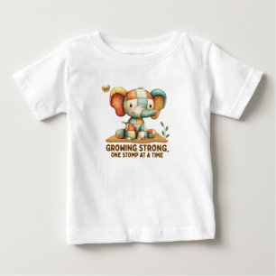 Patchwork-Elefant „Stark werden“   Baby T-shirt
