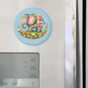 Patchwork-Elefanten-Blumenwiesen-Charm Magnet