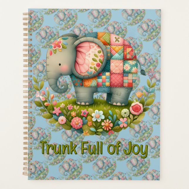 Patchwork Elephant Floral Meadow Charm Planer (Vorderseite)