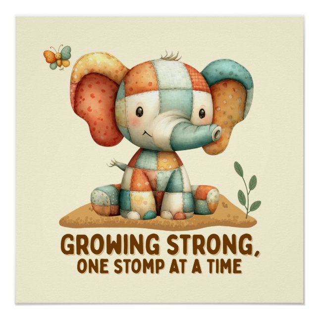 Patchwork Elephant “Growing Strong Poster (Vorderseite)