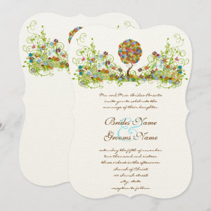 Patchwork Flower Love Tree Faire-part de mariage