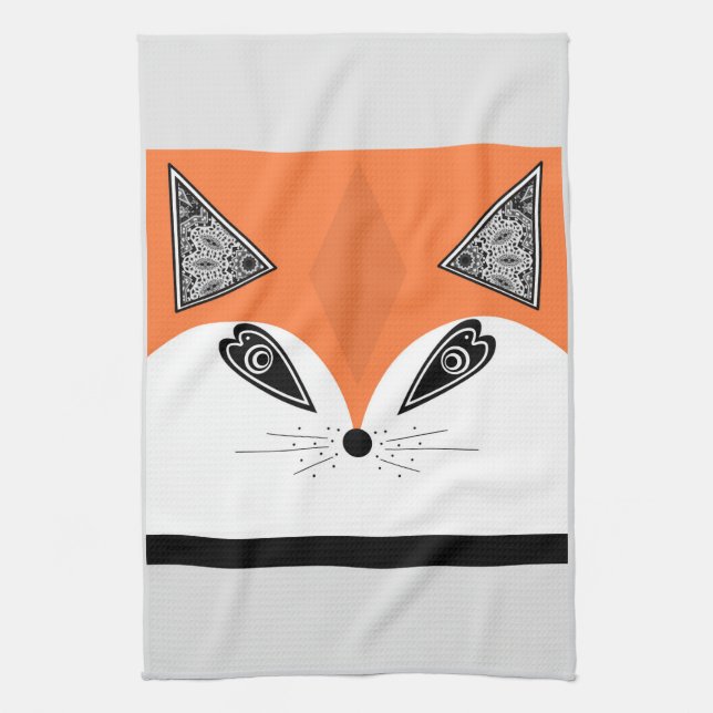 Patchwork Fox, applique Fox, Fox Geschirrtuch (Vertikal)