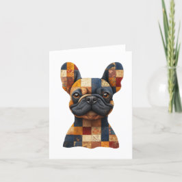 Patchwork French Bulldog Greetings Card Dankeskarte