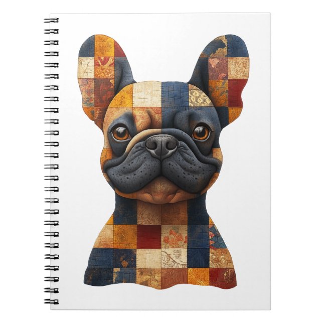 Patchwork French Bulldog-Notebook Notizblock (Vorderseite)