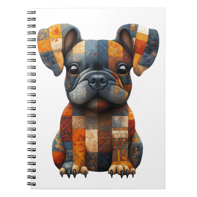 Patchwork French Bulldog-Notebook Notizblock (Vorderseite)