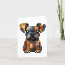 Patchwork Frenchie Greetings Card