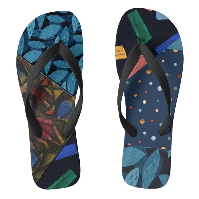 Patchwork für blaue Blätter Flip Flops (Fußbett)