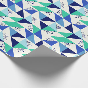 Patchwork Geometrische Schneeflocken - Lichthinter Geschenkpapier