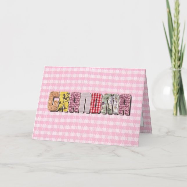 Patchwork gequiltet nach Oma suchen Karte (Vorderseite)