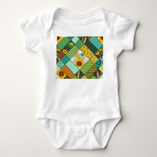 Patchwork-Getreide, Sonnenblumen, geometrisches Mu Baby Strampler