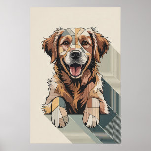 Patchwork Golden Retriever - Geometrischer Hund Poster