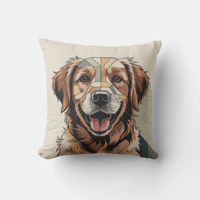 Patchwork Golden Retriever Warm Neutral Kissen (Vorderseite)