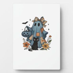 Patchwork-Halloween-Geist schwarzes Katze Essentia Fotoplatte