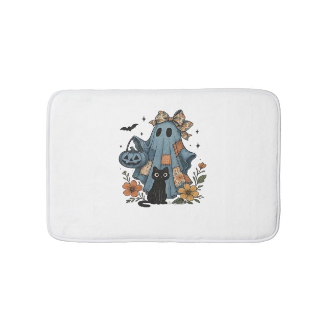 Patchwork Halloween Ghost Black Cat Essential T-Sh Badematte (Vorderseite)