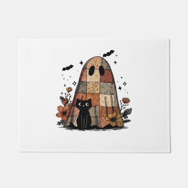Patchwork Halloween Ghost Black cat Essential T-Sh Fußmatte (Vorderseite)