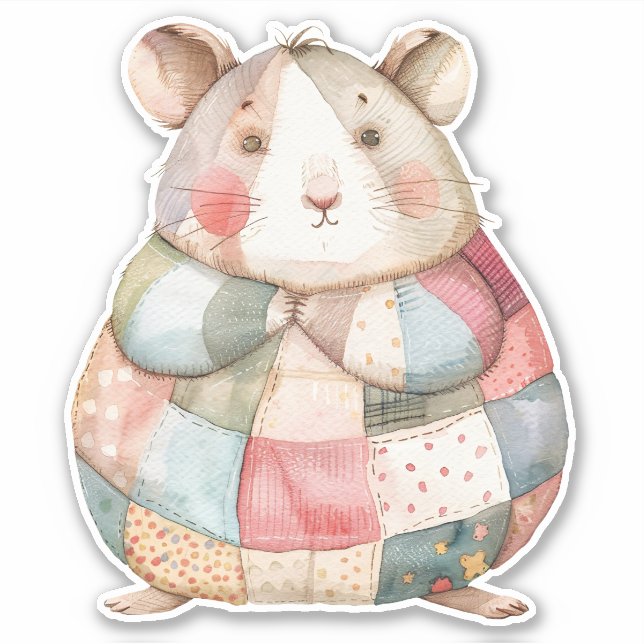 Patchwork Hamster Sticker (Vorderseite)