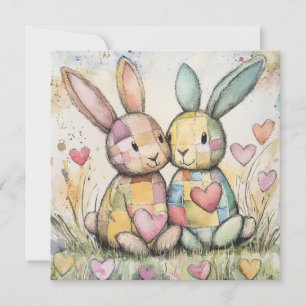 Patchwork-Hasen Valentinstag Feiertagskarte