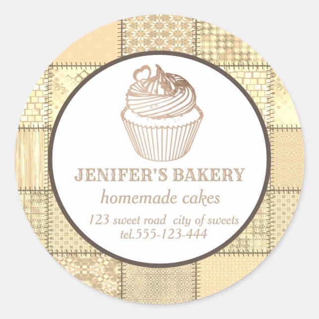 Patchwork Hausgemachte Kuchen und Süßigkeiten Runder Aufkleber (Vorderseite)
