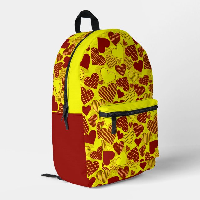 'Patchwork Hearts' Backpack  Bedruckter Rucksack (Rückseitige Ecke links)