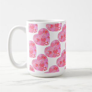 Patchwork Hearts Mug café blanc