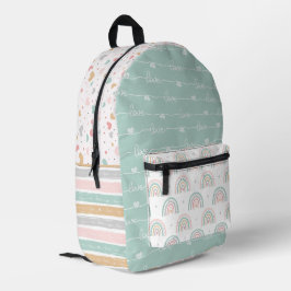Patchwork Hearts Rainbow Pastel Kids Backpack Bedruckter Rucksack