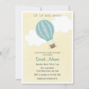 Patchwork Heißluftballon Babydusche Einladung