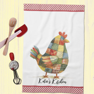 Patchwork Hen und Red Gingham Geschirrtuch