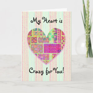 Patchwork Herz Crazy Quilt Gefühle der Liebe Karte