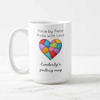Patchwork-Herz in bunter Quiltstickerei Kaffeetasse