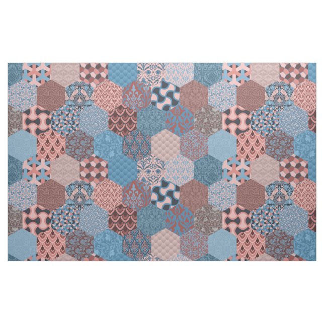 Patchwork Hexagons Cornblume und Rose Stoff (Fat Quarter (45,7 x 55,9 cm))