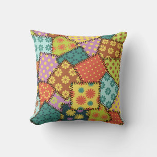 Patchwork-Hintergrund mit verschiedenen Mustern Kissen