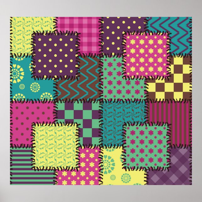 Patchwork: Hintergrund verschiedener Muster Poster (Vorne)