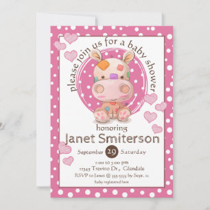 Patchwork Hippo Babydusche, rosa Einladung
