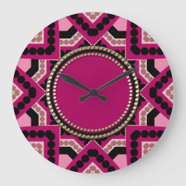 Patchwork Hot Pink Geometric Star Wall Clock Große Wanduhr